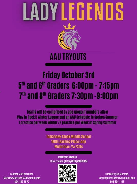 Lady Legends AAU tryouts